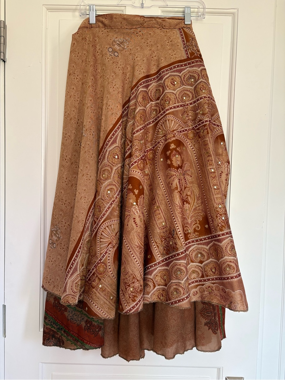 India Boutique Multicolor Reversible Layered Bohemian Long Wrap Skirt Polyester